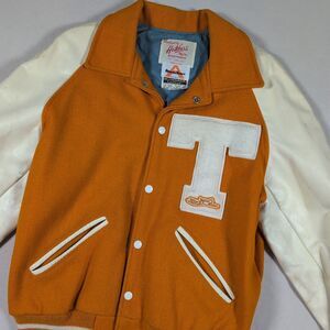 VTG 70s Hatchers University of Tennessee Letterman Wool Leather Varsity Jacket
